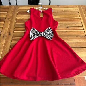 🔆NWT Style Rack Red Fit-and-Flare Dress with Houndstooth Bow